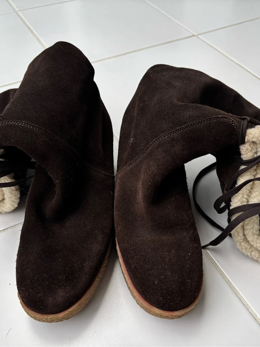 Michael Kors Dark Brown Suede Lace-Up Lined Boots Size 9-9.5